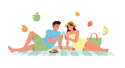 Romantic Moment: Couple Enjoying Picnic, Sunshine, And Delightful Refreshments Outdoors