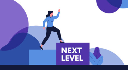 Obraz premium Reaching The Next Level: An Illustration Of Career Growth And Ambition for Success