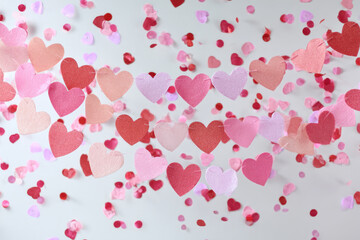 Obraz premium valentines day party banner with confetti hearts design