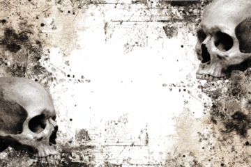 Grunge background with skulls sepia toned texture with a distressed vintage look ideal for Halloween or gothic themes