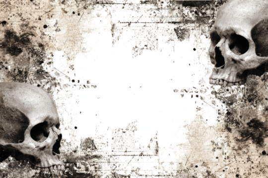 Grunge background with skulls sepia toned texture with a distressed vintage look ideal for Halloween or gothic themes