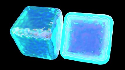 Blue ice cubes abstract 3D Glass Refraction Loop Color Spectrum Light Background Animation, 4K Seamless Isolated render seamless loop ice cube rotation against each other - Powered by Adobe