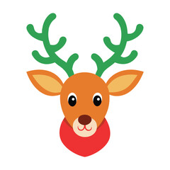 christmas deer head vector illustration