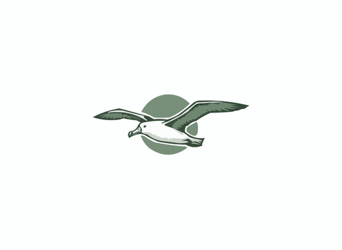 Graceful albatross soars in flight, a symbol of freedom and adventure, perfect for branding or nature themes, this bird illustration is truly captivating