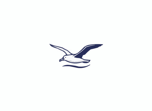 Elegant seabird soaring over ocean waves, a symbol of freedom and adventure, perfect for travel brands, coastal businesses, or nautical themed designs