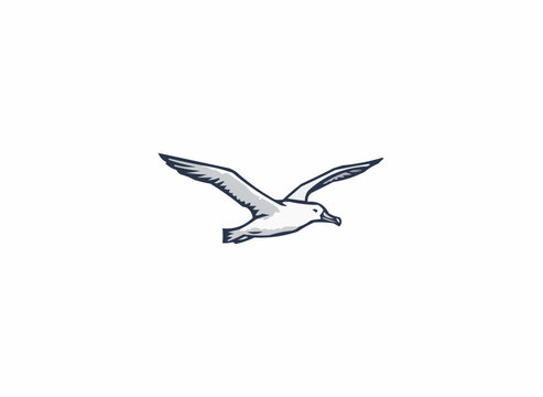 Elegant albatross soars gracefully, evoking freedom and adventure, perfect for nature enthusiasts and travel brands, originally a scalable vector graphic