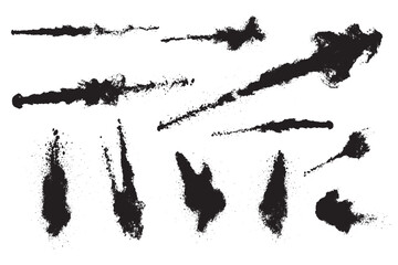 Black Paint Spray, Smoke, and Splatter Vector Collection


