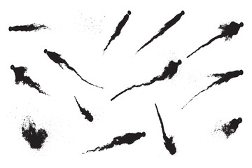 Black Speed Trail, Comet Smoke, and Missile Track Vector Set

