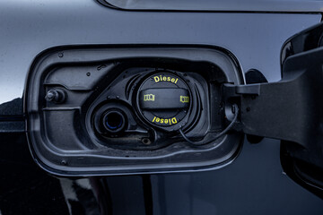 Diesel fuel and AdBlue filler caps in modern car