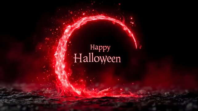 Happy Halloween spooky typography text design on dark background
