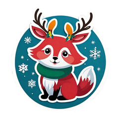 Naklejka premium Animal characters in Christmas costumes with holiday decor on a transparent background