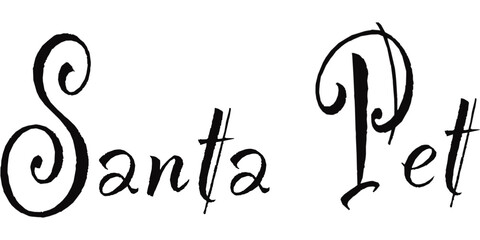 Santa pet typography, cozy winter text design, lettering isolated on transparent background