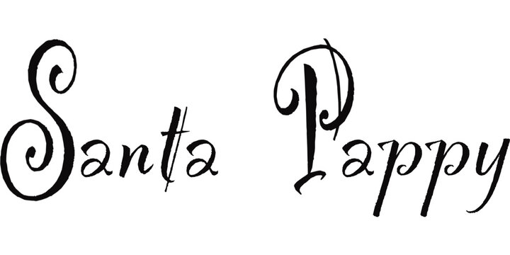 Santa pappy typography, cozy winter text design, lettering isolated on transparent background