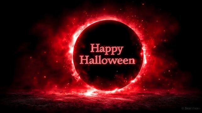 Happy Halloween spooky typography text design on dark background