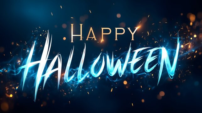 Happy Halloween spooky typography text design on dark background