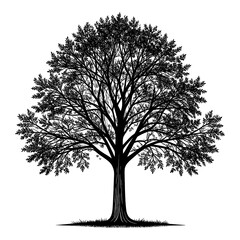 Obraz premium Silhouette of a full deciduous tree