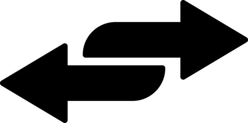 Two black arrows pointing in opposite directions