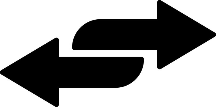 Two black arrows pointing in opposite directions