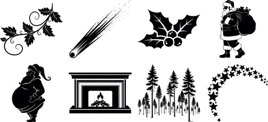 Vector art of collection of christmas and winter holiday graphic elements