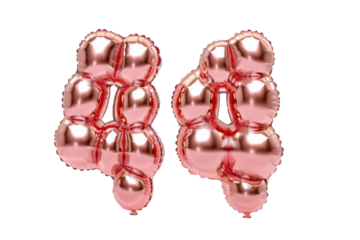 Elegant rose gold balloons arranged in the shape of numbers for a festive celebration