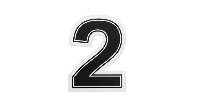 A bold number &ldquo;&rdquo; printed in black and white on a crumpled blue paper background, sticker cutout aesthetic, clean white outline, slight shadow for depth, isolated element