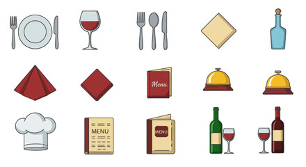 Restaurant Icons A Collection of Culinary and Hospitality Elements