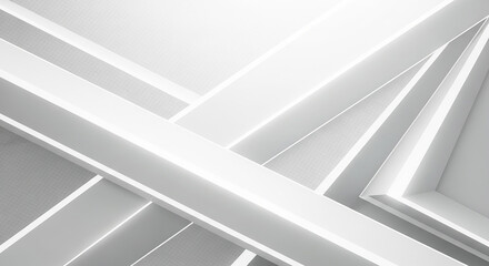 Obraz premium Abstract architectural background with intersecting white planes and shadows, creating a sense of depth and modern design