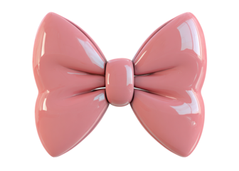 cute pink bow, simple shape isolated on a transparent background in PNG format.