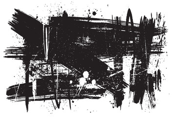 Heavy Black Paint Splatter and Abstract Grunge Block Vector

