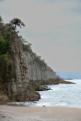 Basalt Cliffs of Güzelcehisar on the Black Sea Coast of Turkey, Eroded Lava Columns, Vertical Basalt Rock Formations in Zonguldak