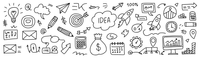Handmade doodles on white background 