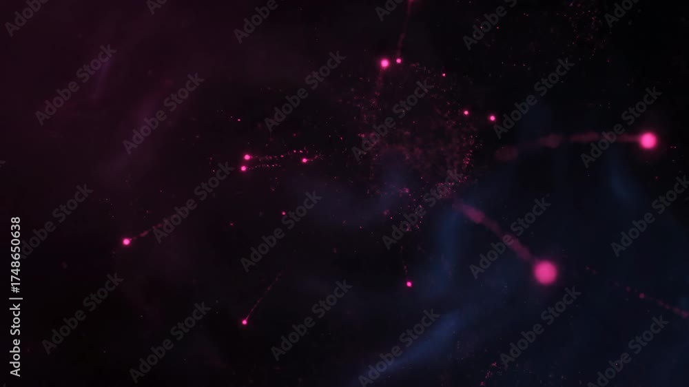 Wall mural dynamic crimson particles flow and disperse in a seamlessly looping abstract energy field video inte