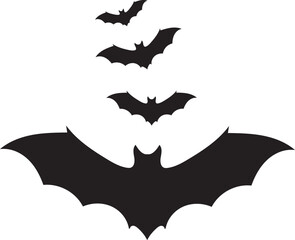 Vector Silhouette Bats Set Transparent Background Decorative Art
