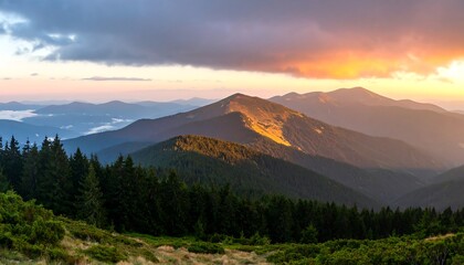 Obraz premium Mountain panorama at sunrise