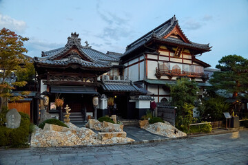 Classic Japanese street lamps in the summer