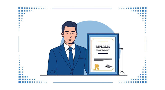 Successful Businessman Showing A Diploma Of Achievement Celebrating An Accomplishment Or Graduation