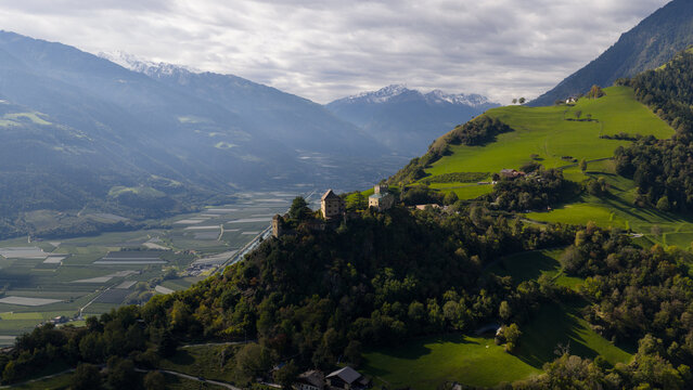 Juval Castle, Schloss Juval, Castel Juval, medieval castle located at the entrance of the Schnalstal, in the Vinschgau, above the village of Naturns in the comune of Kastelbell Tschars in South Tyrol