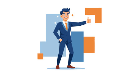 Successful Businessman Thumbs Up vector illustration suitable for business and success themes