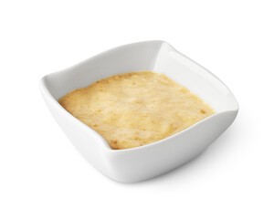 Nut sauce in bowl isolated on white background