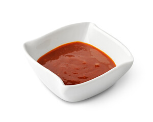 Sriracha (kimchi) sauce in bowl isolated on white background