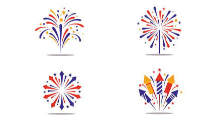 Obraz premium Celebratory fireworks displays in vibrant red white and blue colors illustrated