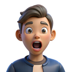 3D little boy with surprised expression