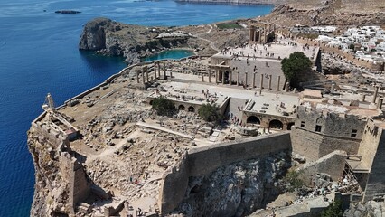 Ancient Acropolis of Lindos Overlooking the Aegean Sea