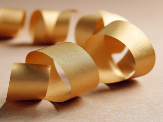 Golden Ribbon Curling Decoration for Celebration, Elegant Gift Wrap Accent, Luxurious Party Decor