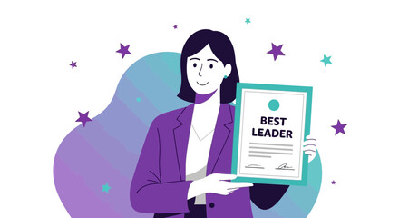 Successful Leader Holding Certificate of Excellence in Leadership, Demonstrating Achievement