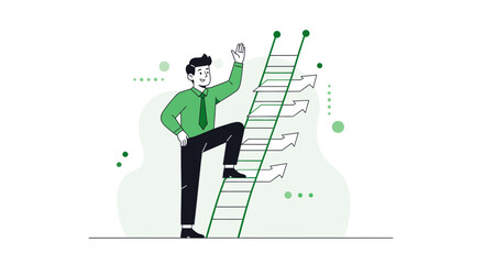 Successful Professional Ascending Career Ladder Aiming High With Growth in Mind
