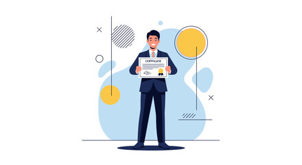 Successful Professional Holding Certificate Representing Achievement and Success