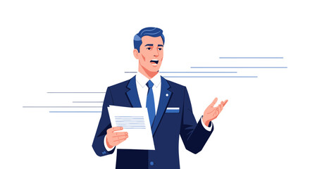 Successful Professional Presenting Important Information in a Formal Business Setting