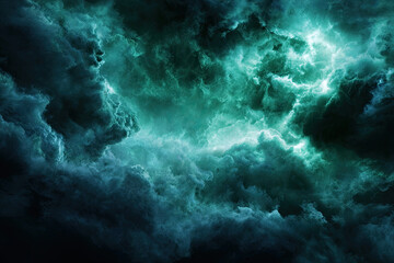 Fototapeta premium Glowing teal thundercloud energy formation