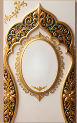 vintage gold frame on the wall, intricate border pattern template, graphic design illustration wallpaper 
